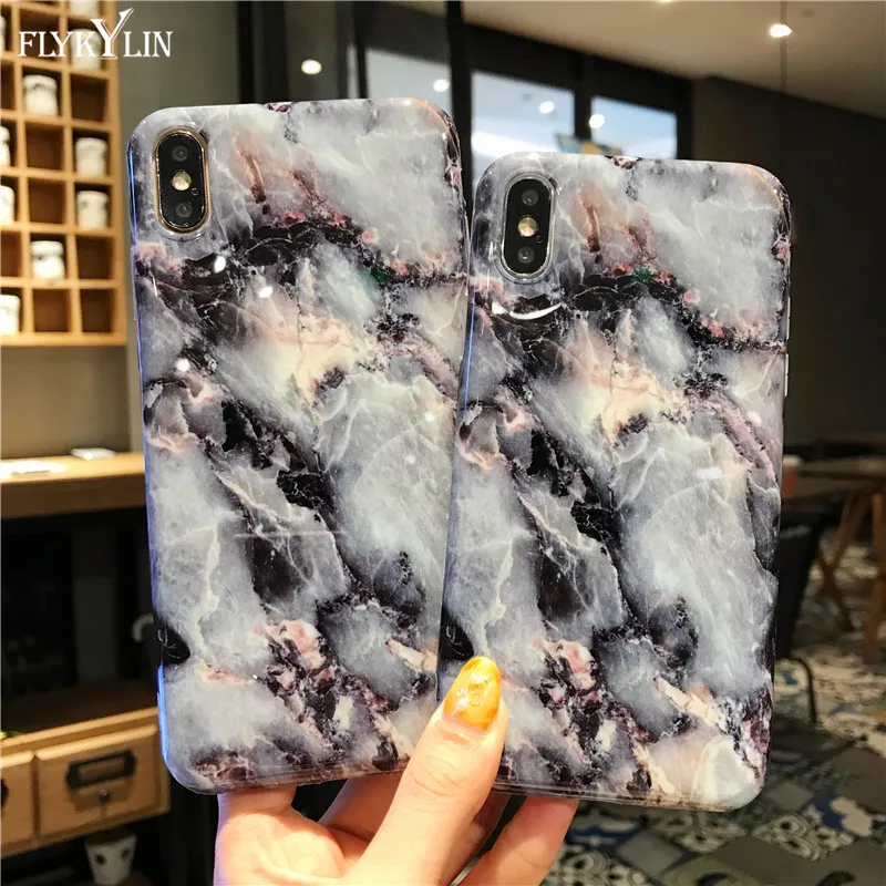 FLYKYLIN мраморный чехол для iphone 6 6S 7 8 Plus Coque X XS Max XR мягкий IMD силиконовый телефона fundas