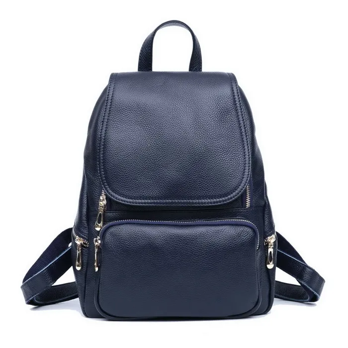 Dark Blue AODUX кожаные сумки-рюкзаки из натуральной мягкой кожи женские рюкзаки женские школьные сумки из воловьей кожи - Цвет: Dark Blue