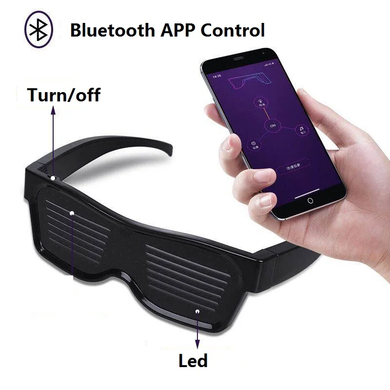 Креативные светодиодные очки для ночного клуба, Bluetooth, светодиодные очки, многофункциональные, крутые, вечерние, модные, мигающие солнцезащитные очки, очки с управлением через приложение