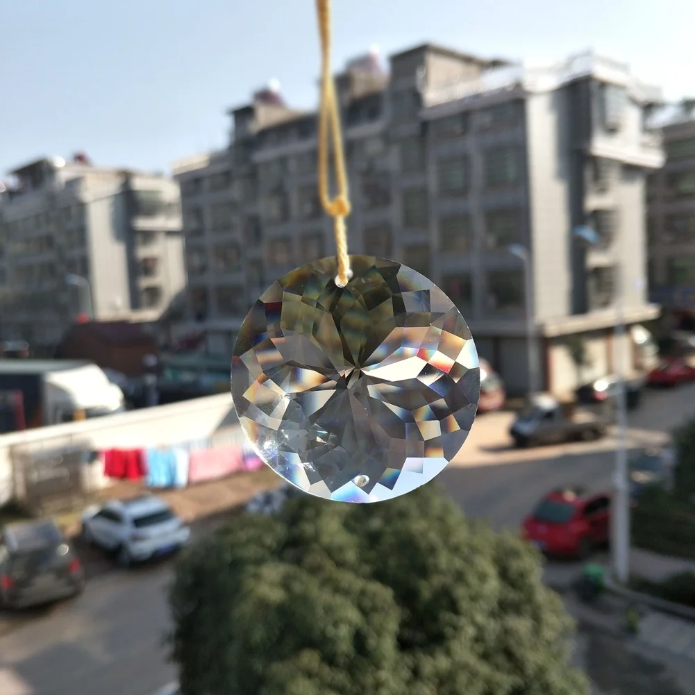 1 шт., блестящая круглая стеклянная лампа для защиты от солнца, Очаровательная кристаллическая подвеска, Подвесная лампа, часть призмы, сделай сам, 45 мм, домашний декор