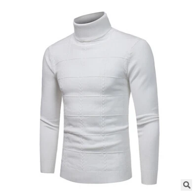 Mens Casual Slim Fit Pullover Sweater Knit Turtleneck Thermal Men's Merino Wool Turtleneck Sweater Classic Long Sleeve Pullover - Цвет: Белый