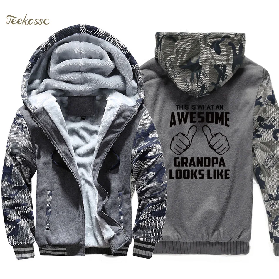 

This Is What An Awesome Grandpa Looks Like Hoodie Men Gift For Grandpa Hooded Sweatshirt Coat Winter Thick Fleece Funny Jacket