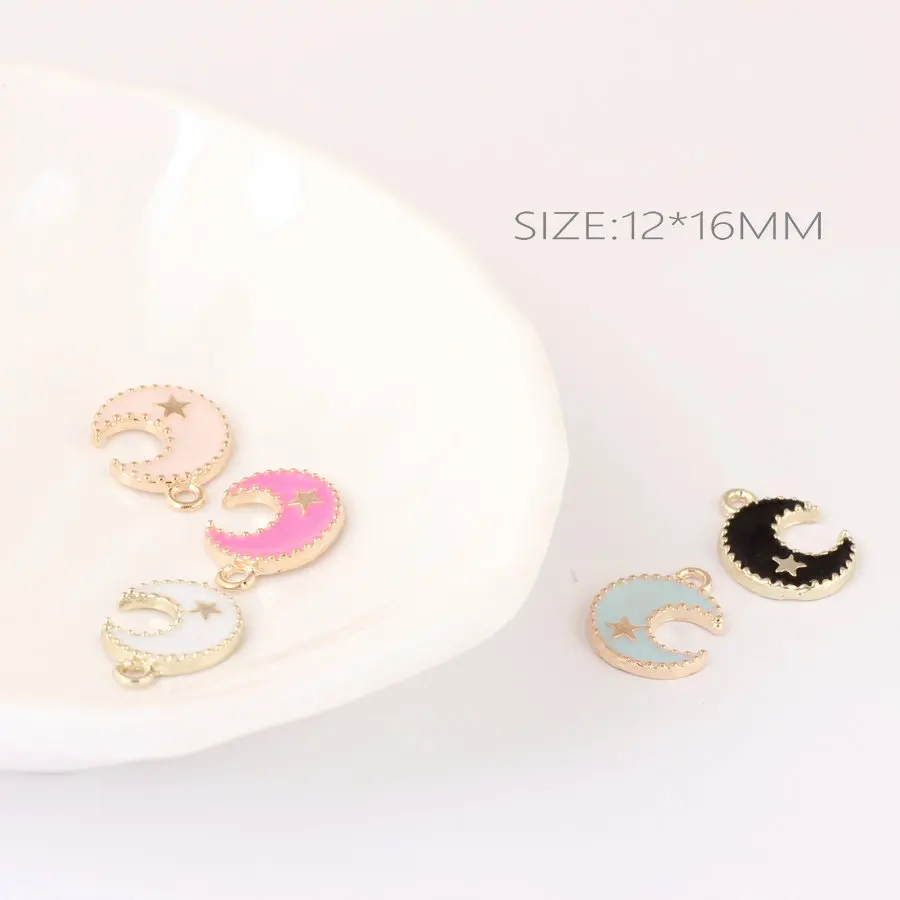 10pcs 12*16MM Diy gold alloy metal enamel moon star charms handmade fashion earring making bracelet pendant jewelry accessories | Украшения