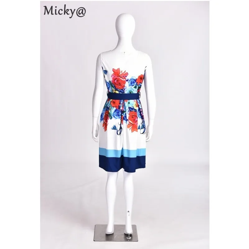 Новое поступление! Для женщин модный принт платье в стиле ретро с круглым вырезом