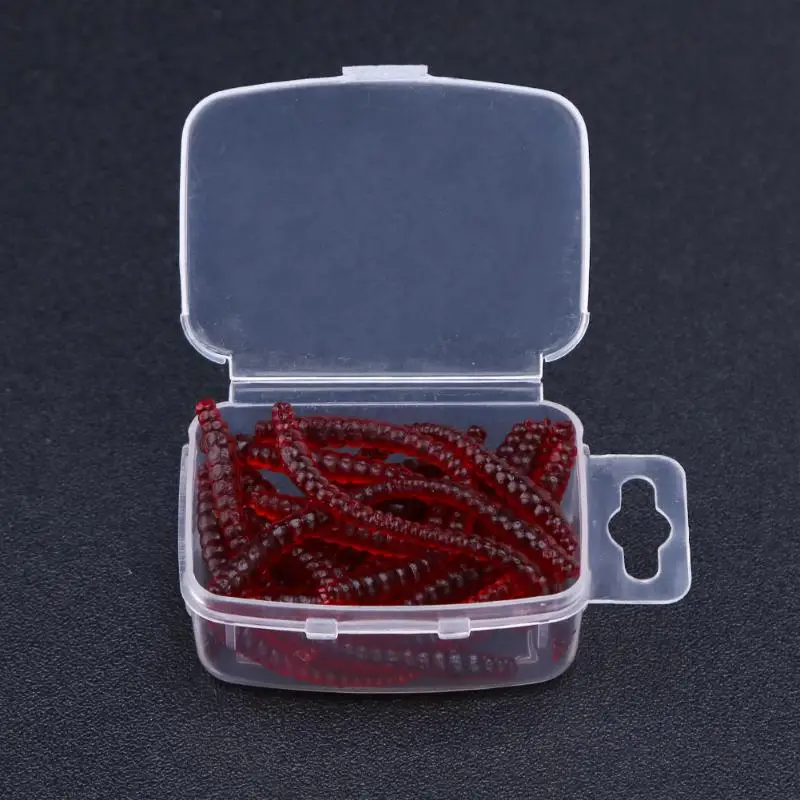 20Pcs 6cm Simulation Earthworm Red Worms Rubber Artificial Fishing Lure Tackle Soft Bait Lifelike Fishy Smell Lures With Box | Спорт и