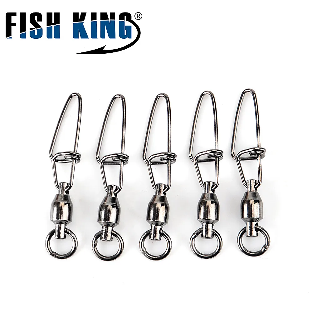 FISH KING 1 упаковка рыболовный поворотный шариковый подшипник поворотный с поперечным замком защелкивающийся рыболовный крючок Приманка Разъем терминал рыболовные снасти магазин