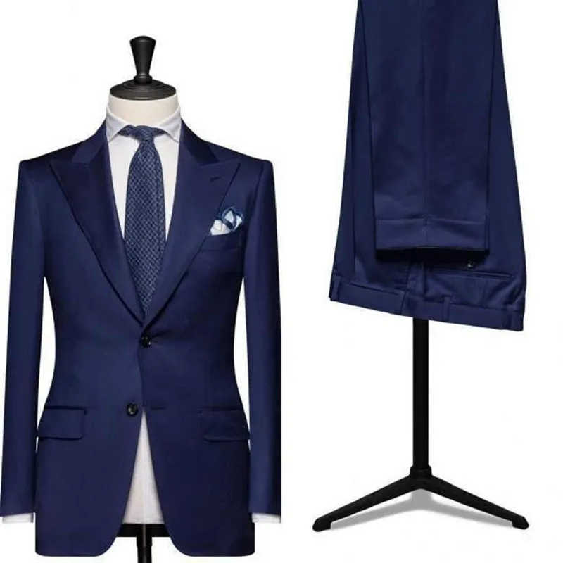 

Custom Made Navy Blue Men Wedding Suits Business Suits Tuxedo Slim Fit Suit Mens Suits With Pants Tuxedos For Men Clothing