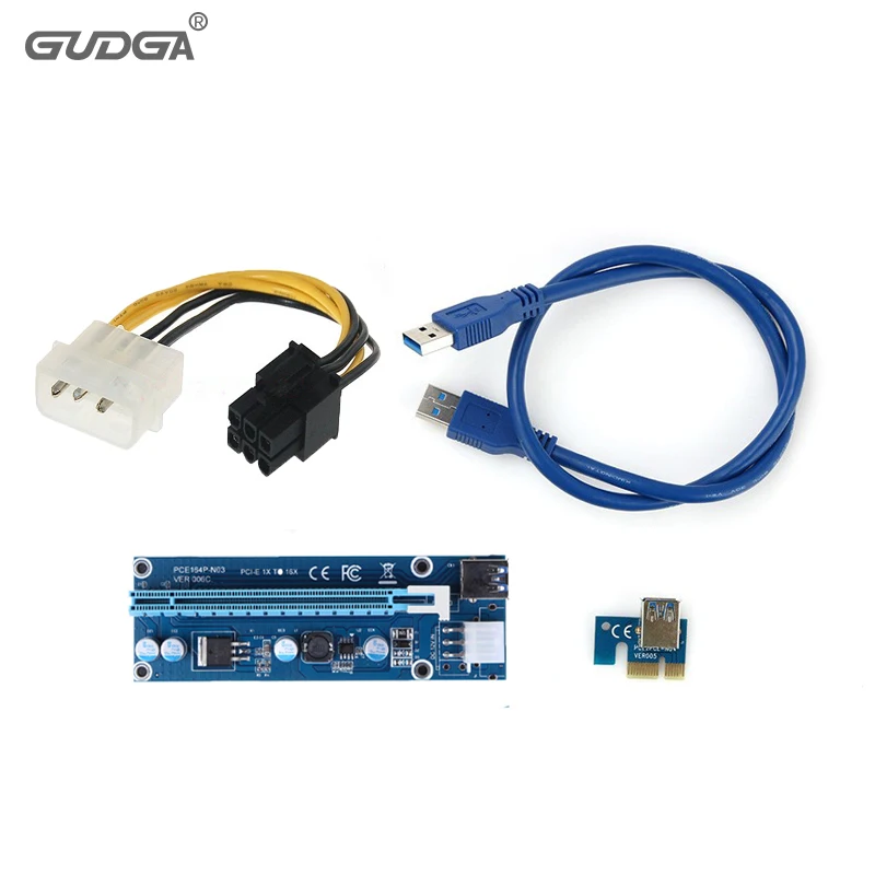 60 см USB 3 0 PCIe 1x до 16x PCI Экспресс-удлинитель Райзер-карта с IDE 4-контактным кабелем