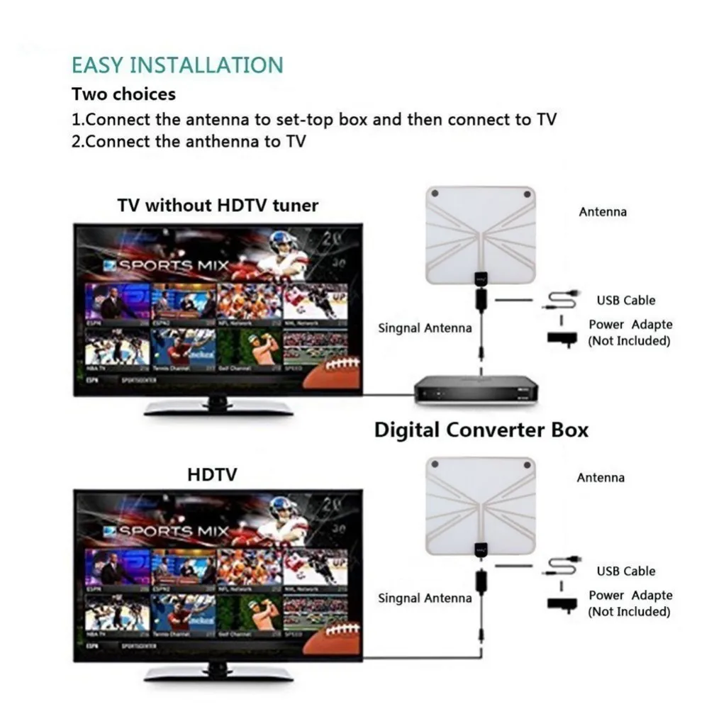 Цифровая антенна HDTV усилитель сигнала Freeview ТВ с USB питанием и адаптером ICE 20 дБ для