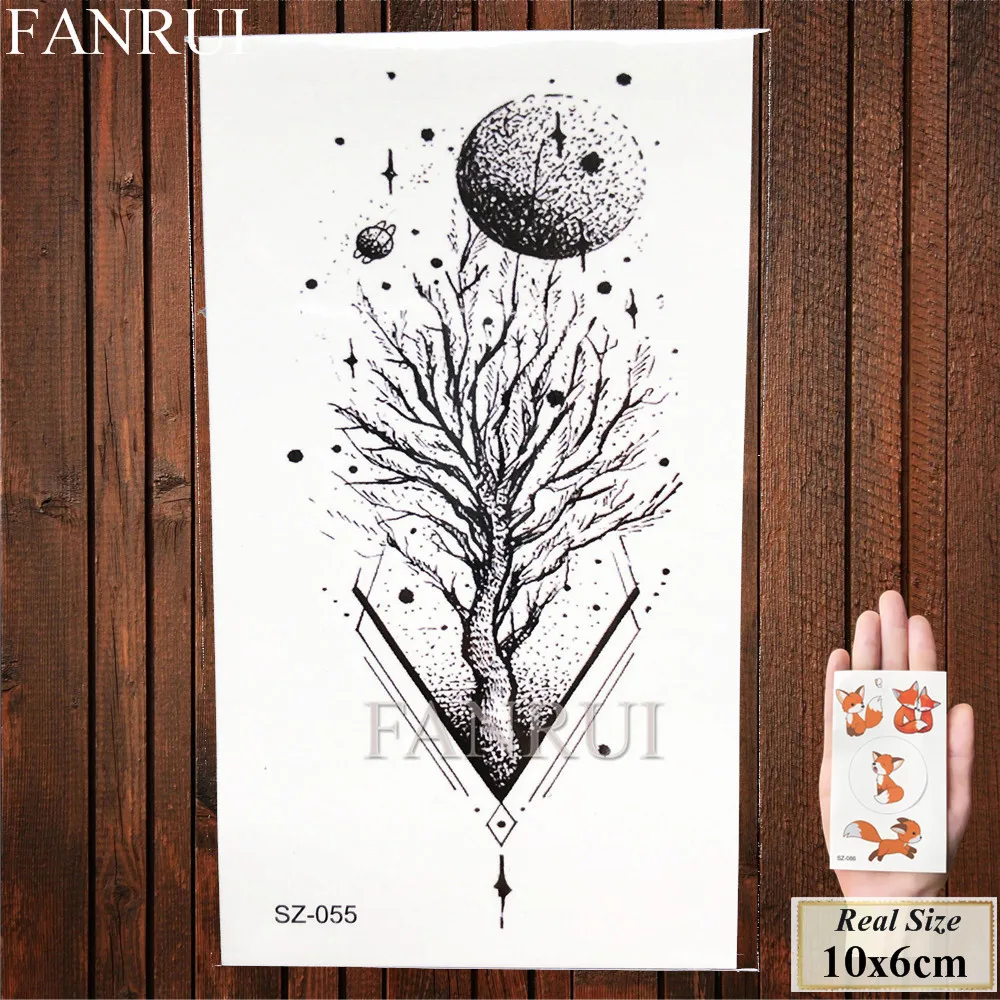 ASZ055 FANRUI, черный треугольник, татуировки, временные, для женщин, Геометрическая рука, астронавт, Арт, тату, наклейки, планета, вода, передача, тату, Космический человек - Цвет: ASZ055
