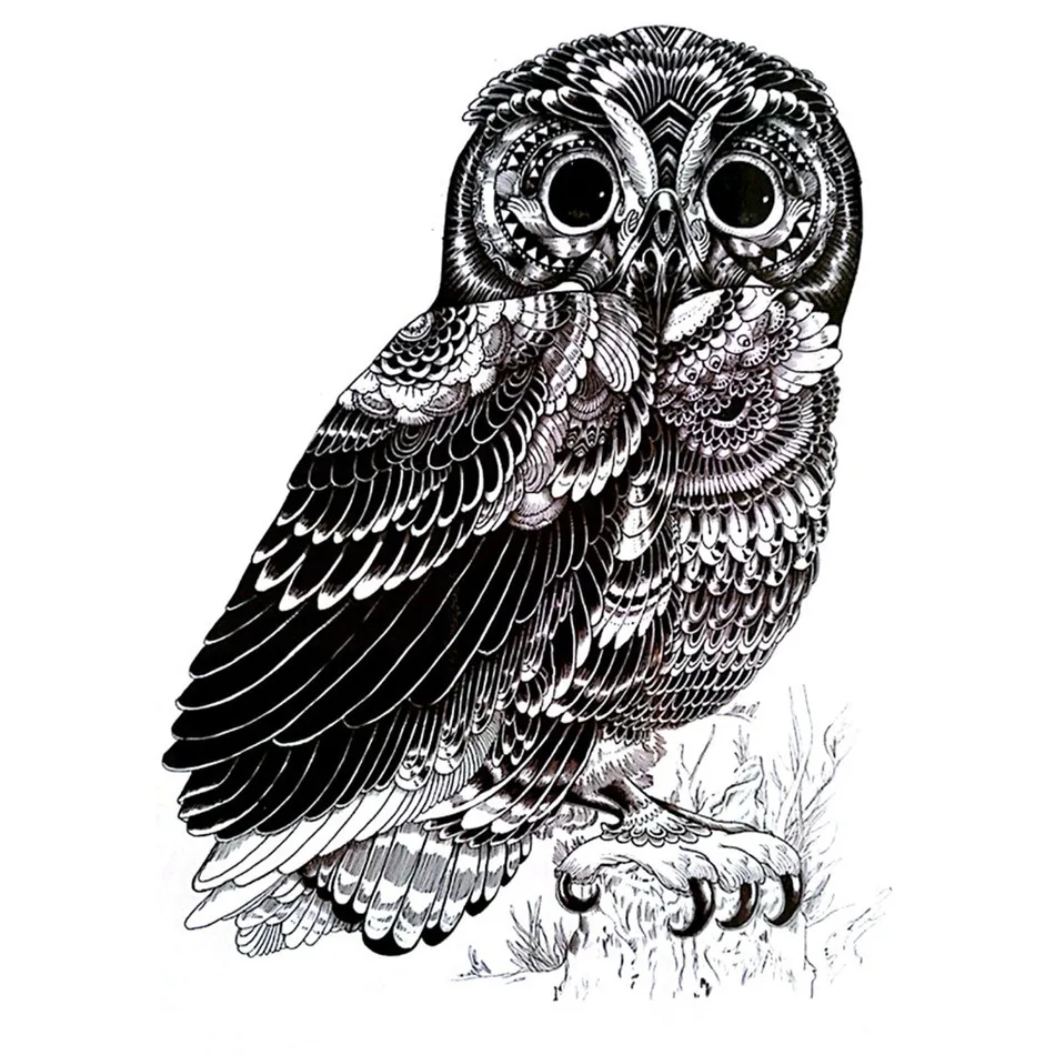 Холодный Черный Сова Форме Татуировки Наклейки для Сексуальных Женщин и Мужчин