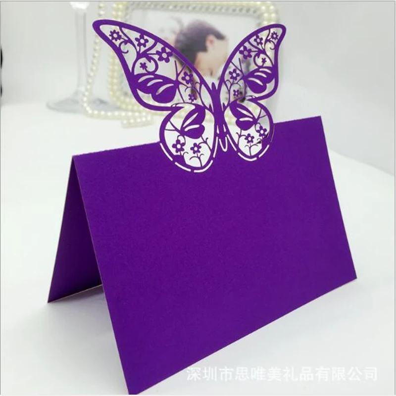 50pcs Laser Cut Butterfly Shaped Table Name Place Cards Chic Favor Message Setting Card Wedding Birthday Party Supplies | Дом и сад