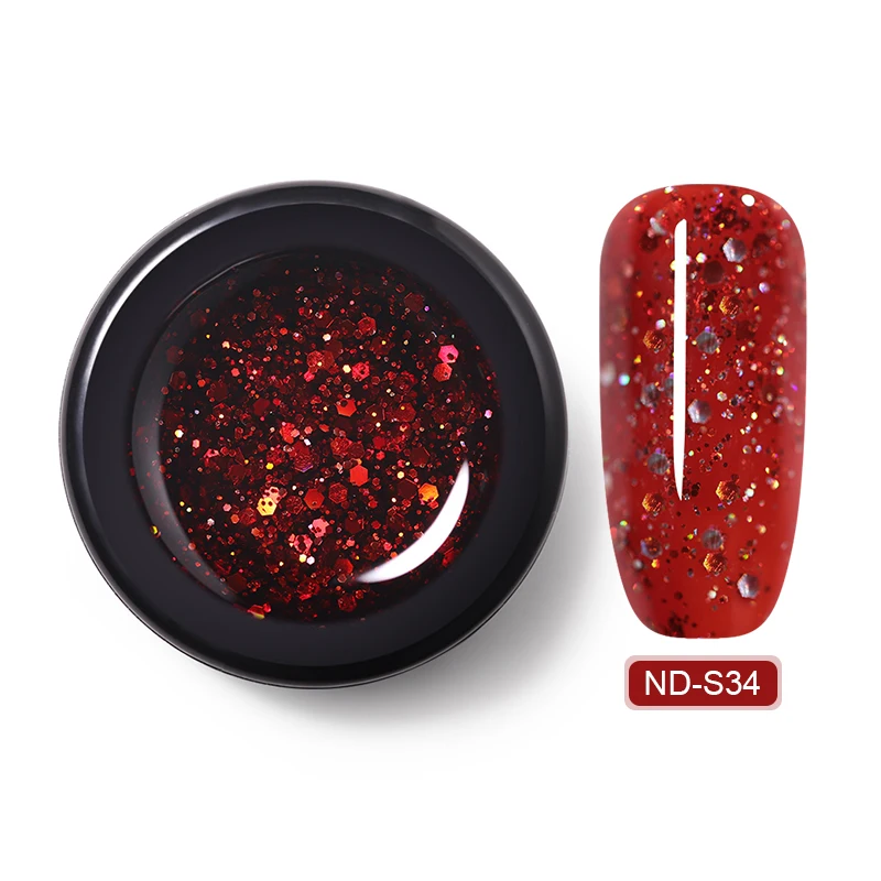 ND-S34 NICOLE DIARY 5 мл Блестящий Гель-лак для Ногтей Сияющий долговечный впитывающий УФ-гель с УФ-лампой красного цвета лак для дизайна ногтей - Цвет: ND-S34