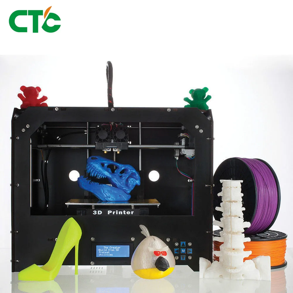 

CTC 3D Printer Dual Extruder + Dual nozzle Two Color Printing 3d Printer / send 0.3KG Abs or Pla Spools for free US Stock