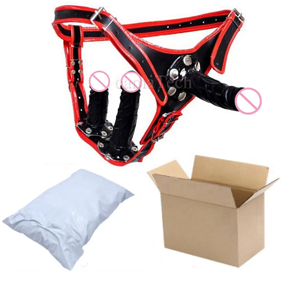 Кожаный страпон дилдо трусы с 3 шт. съемные фаллоимитаторы для лесбиянок женщин