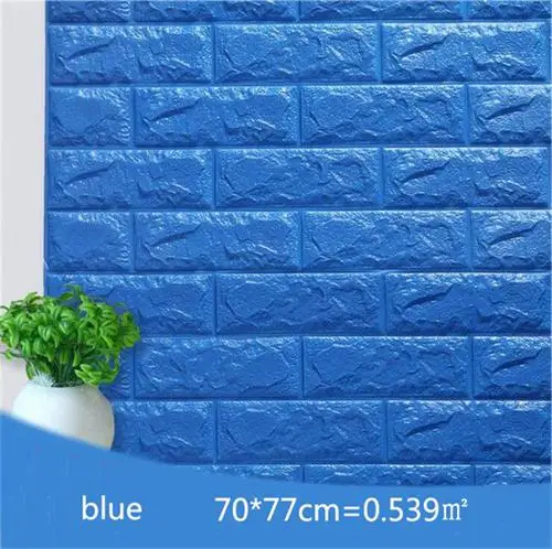 Blue 70*77 см* 8 шт. 3D PE пенка, камень, кирпичная панель, наклейка на стену, домашний декор, ТВ, диван, Настенная роспись, малыш, безопасный, самоклеющиеся, DIY обои - Цвет: Blue