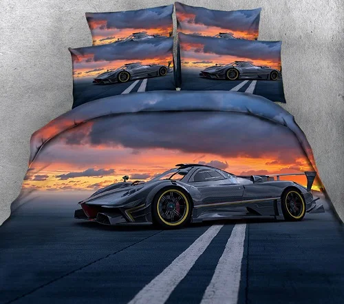 3d bedding set 3D Постельное белье автомобиля фото постельное белье queen близнец полный пододеяльник простынь и наволочки) 4 шт./компл. простыня Текстиль для дома - Цвет: 3d bedding set