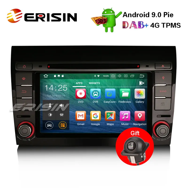 Erisin ES4871F " Android 9,0 DAB+ автомобильный стерео gps Wifi Satnav Bluetooth TPMS DVR 4G DVD для FIAT BRAVO