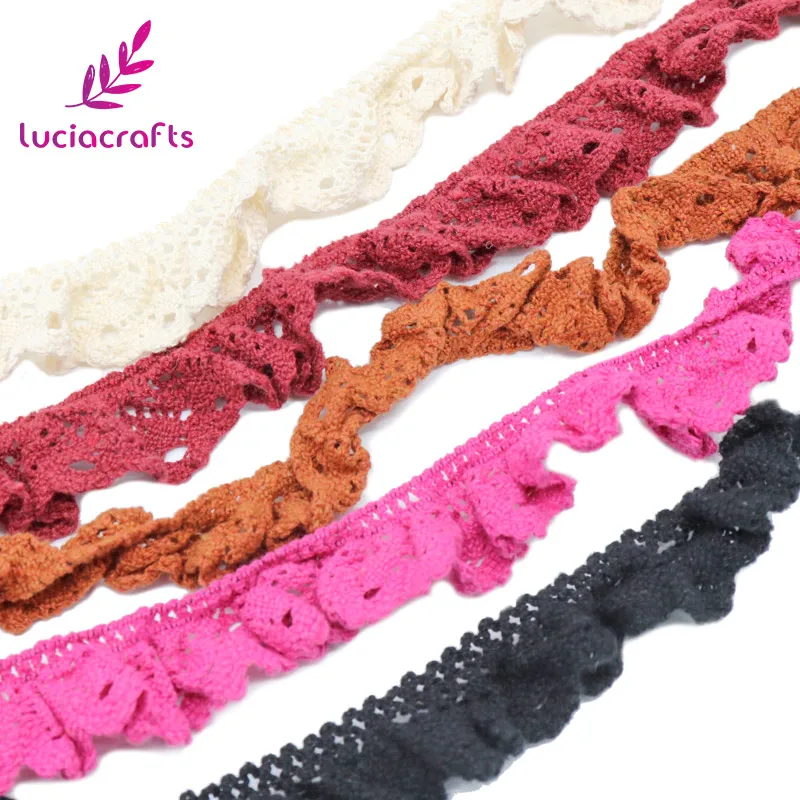 Lucia crafts 2y/5y приблизительно 25 мм Хлопок кружевная отделка кружевная лента из сетки для ручной работы материалы аксессуары для шитья R0210 - Цвет: Mixed colors 5y