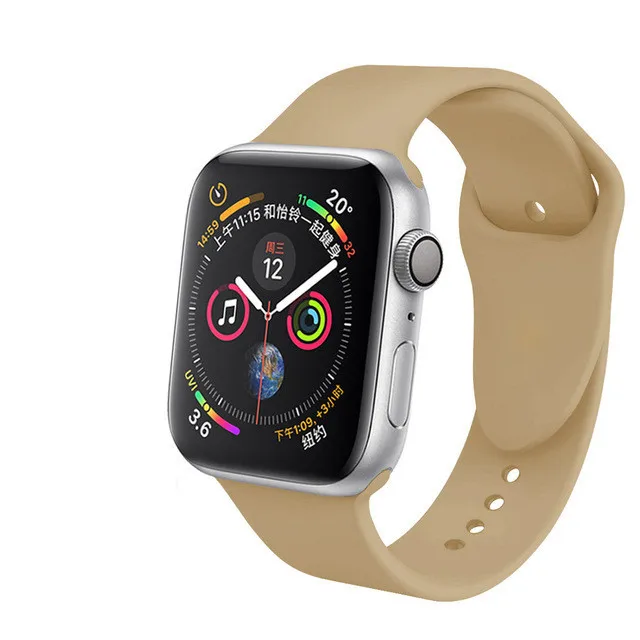 Walnut 20 цветов, спортивная мягкая силиконовая лента для Apple Watch, 38 мм, 42 мм, 40 мм, 44 мм, браслет, сменный ремешок для IWatch, серия 1, 2, 3, 4 - Цвет ремешка: Walnut