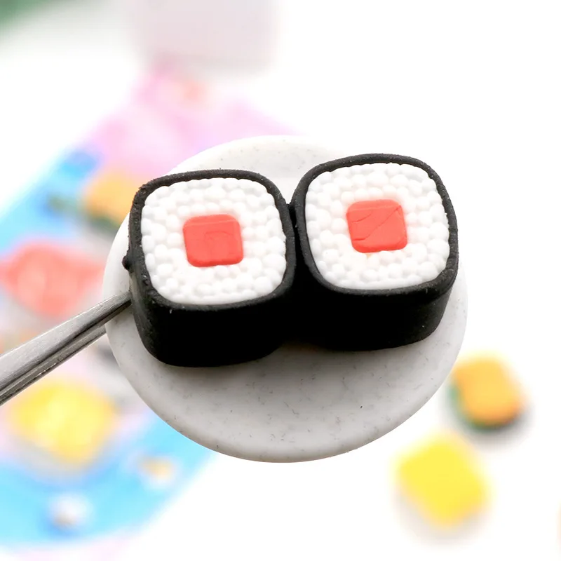 6 Pcs/set Kawaii Rubber Sushi Eraser Set For Kids Novelty Cake Stationery | Канцтовары для офиса и дома