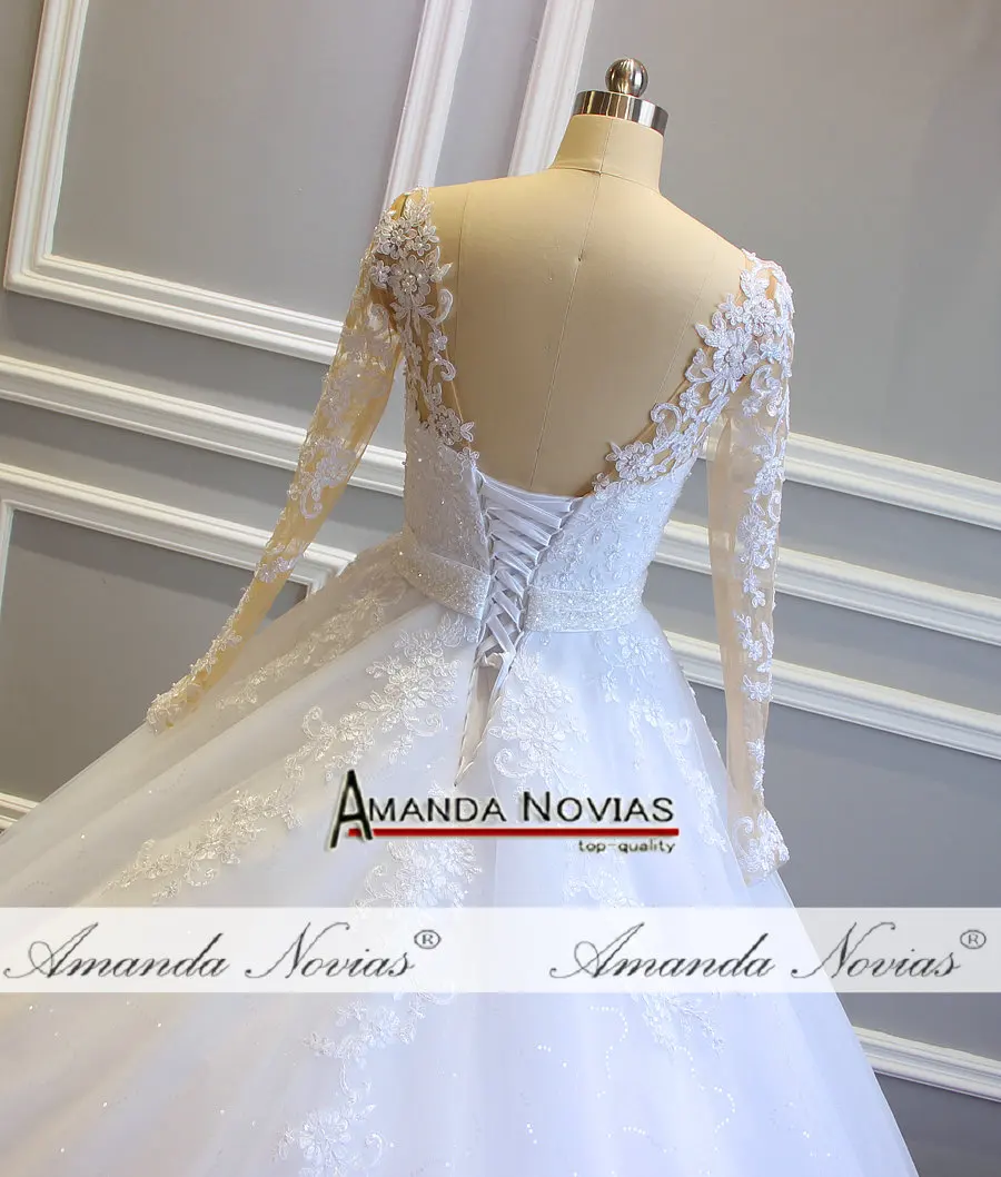 Потрясающее кружевное свадебное платье с длинными рукавами бальное vestido de noiva