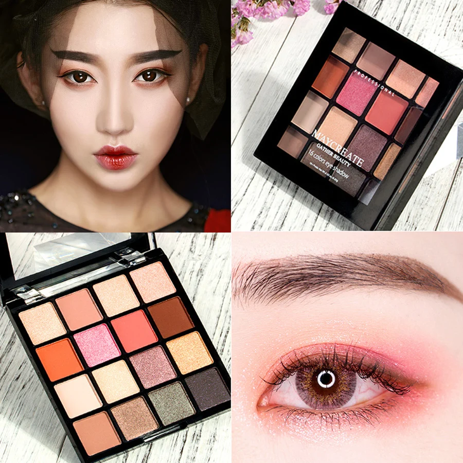 Палитра теней для век MayCreate 16 цветов матовая металлическая палитра макияжа тени