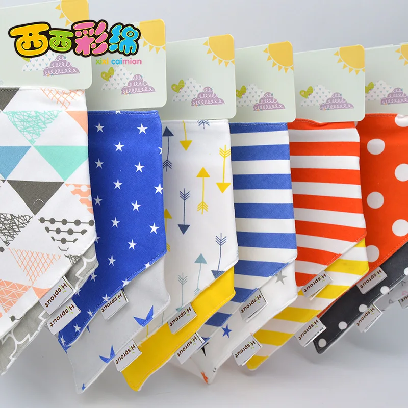 

New 2PCS 45*31cm 100% Cotton Print Waterproof Baby Bibs 1 Layers Soft Newborn Kid Feeding Baby Saliva Towel For 0-24 Months