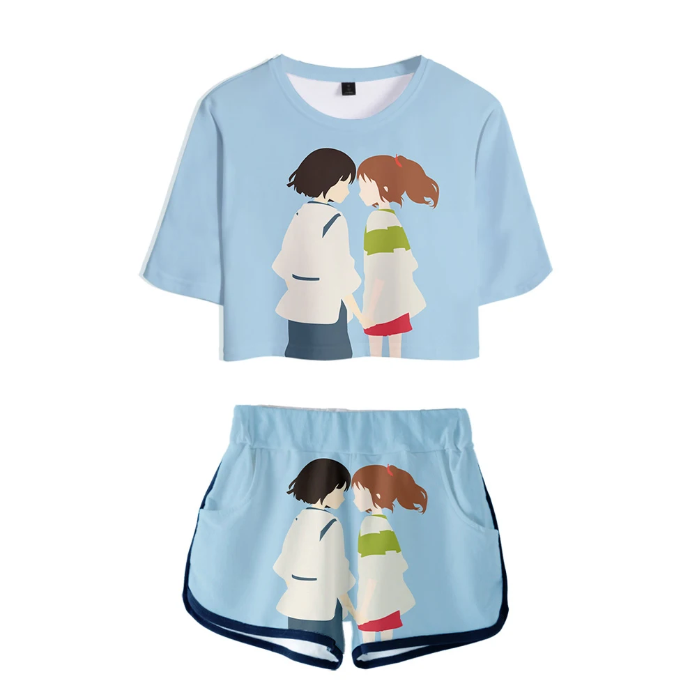 

Spirited Away 3D Printed Women Two Piece Set Casual Summer Crop Top+Shorts 2019 Hot Sale Trendy Streetwear Clothes