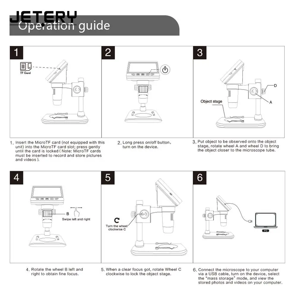 USB цифровой электронный микроскоп Портативный 8 LED VGA с 4 3 &quotHD OLED экраном для