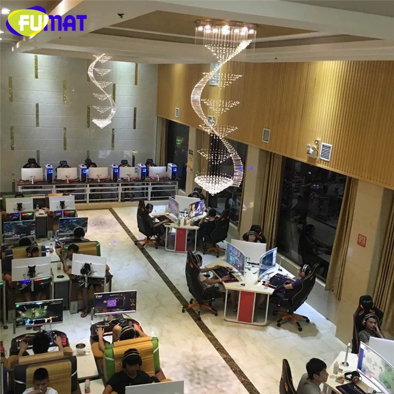 安い FUMAT クリスタル天井ランプ UFO スパイラル DNA 花階段現代ヴィラシャンデリア照明調光器具モールライト