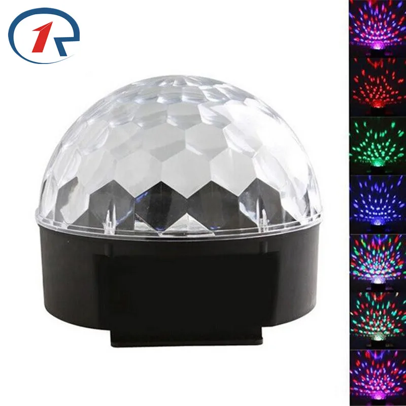

ZjRight красочный RGB праздничный световой эффект с автоматическим вращением, Хрустальный Волшебный шар, диско, сценическое освещение, DJ, клуб, б...