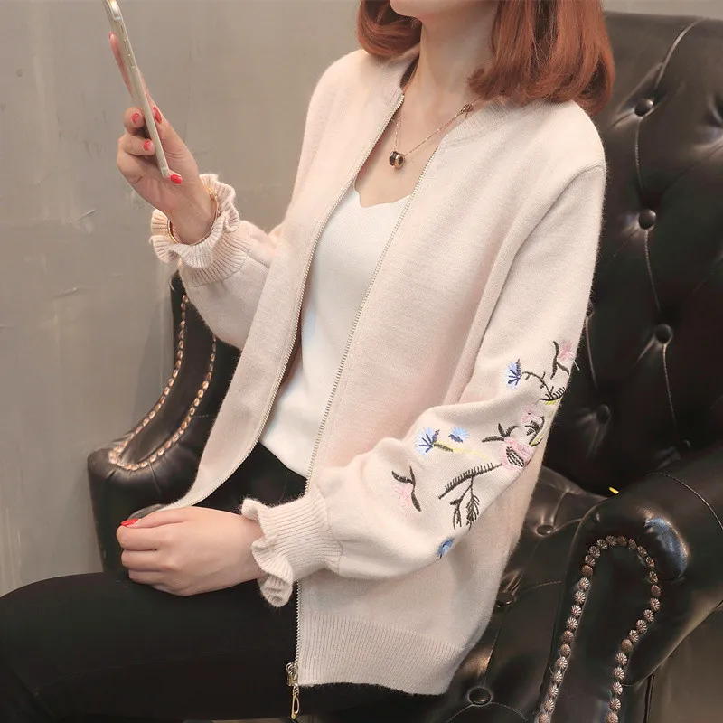 

Spring women's sweater 2018 new short loose women's sweater coat printing round neck knitted cardigan women's sweaters cw383
