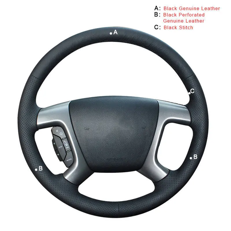 Genuine Leather Автомобильная оплетка на крышке рулевого колеса для Chevrolet Captiva 2007- Silverado GMC Sierra 2007-2013 daewoo windstorm авточехлы - Название цвета: Genuine Leather