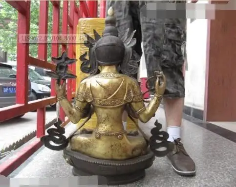 S06324 Tibet Buddhsim Temple Copper Bronze Four Armed Kwan-Yin Guan Yin Buddha Statue | Дом и сад