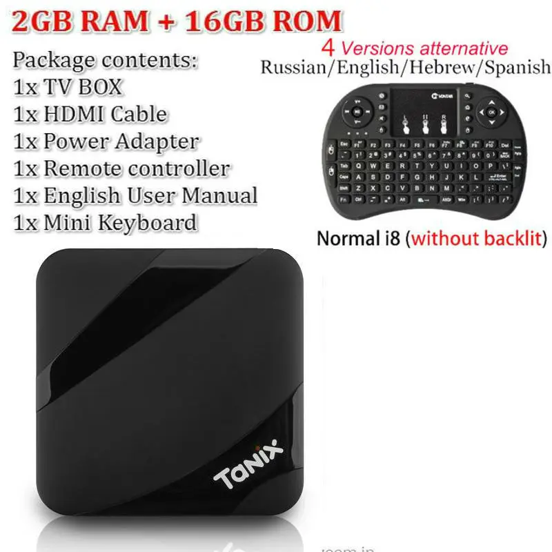 With Normal i8 Smart tv Box Android 7,1 Tanix TX3 Max Amlogic S905W медиаплеер H.265 4K 2GB 16GB Bluetooth TX3max телеприставка - Цвет: With Normal i8