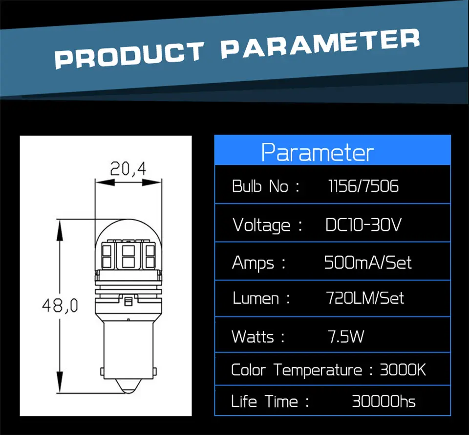 Светодиодный фонарь для автомобиля S25 BA15S 1156 7506 P21W светодиодный SMD белый/желтый