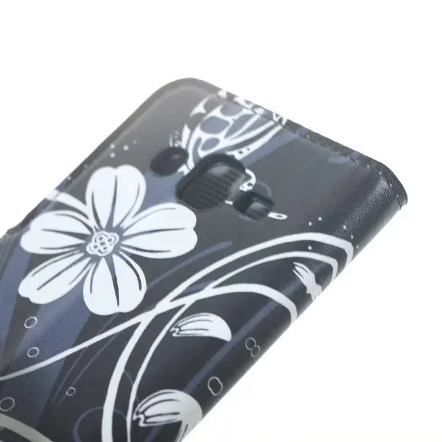 Белый Цветок Флип PU Кожаный Бумажник Крышка Случая Стойки Для Samsung Galaxy J3|wallet