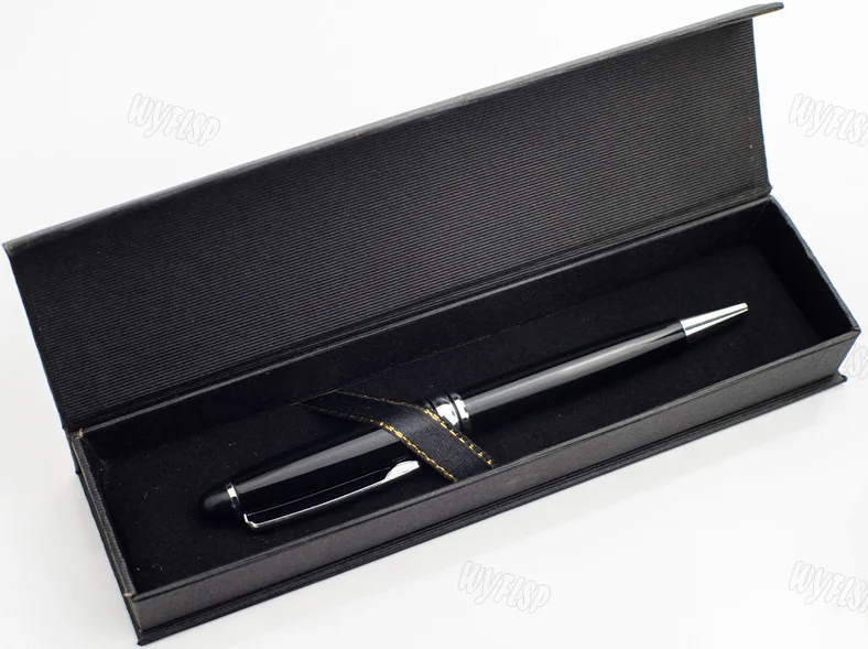 Sivler pen with box Черные чернила серебро/золото клип вращающиеся металлические шариковая ручка канцелярские шариковая ручка школьные принадлежности - Цвет: Sivler pen with box