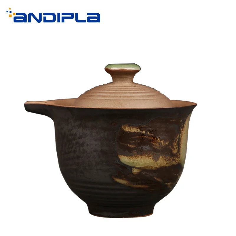 180 мл винтажная Gaiwan керамическая грубая керамика фильтр Чайная чаша комплект