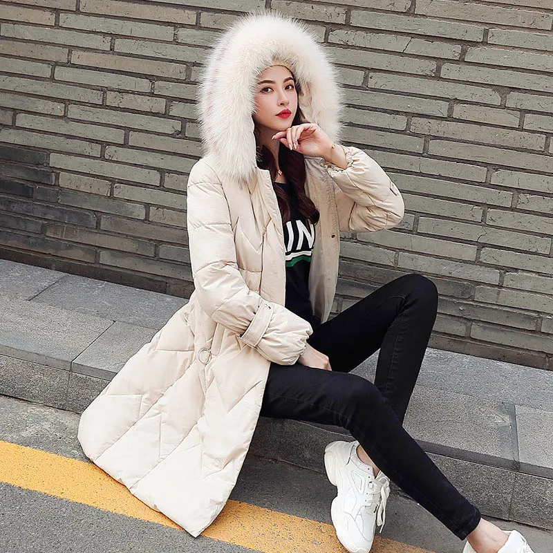 Winter parkas jackets new women's coats elegant fashion fur collar hooded thick long jacket winter snow coat parkas jackets
