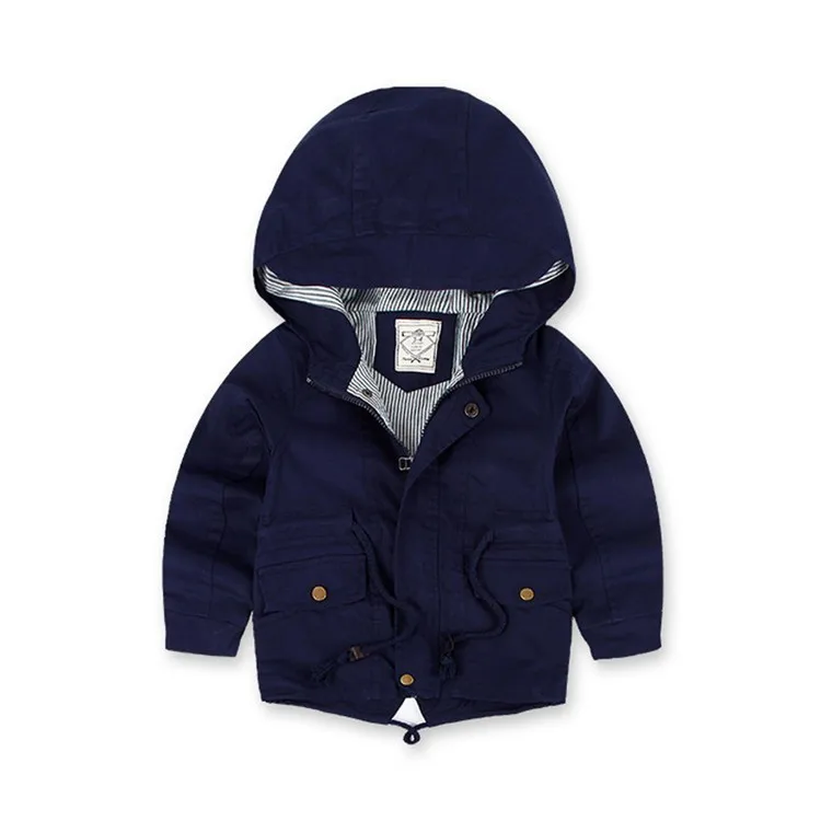 Navy Blue Benemaker/куртка для девочек и мальчиков; Осенняя детская верхняя одежда с капюшоном и рисунком; От 3 до 10 лет; тонкая ветровка; пальто для маленьких детей; YJ004 - Цвет: Navy Blue