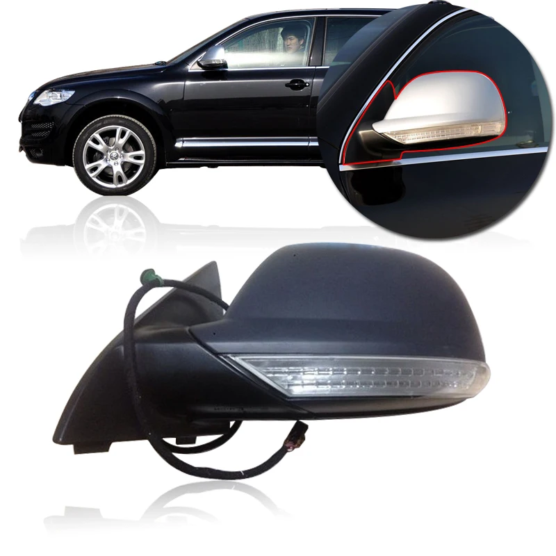 CAPQX для Touareg 2007-2011 Внешнее зеркало заднего вида в сборе с электрическим складывающимся подогревом светодиодный светильник сигнала поворота 14Pin/16Pin