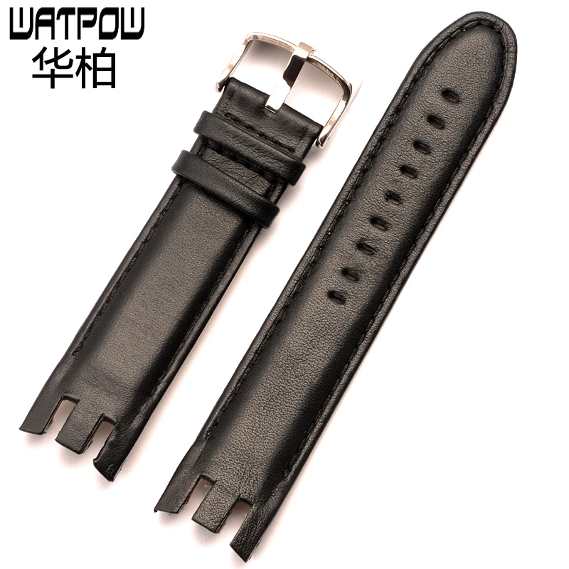 21 мм черный коричневый кожаный ремешок для часов Swatch YRS403 401 402G 412 413 418 406G 007 мужчин и