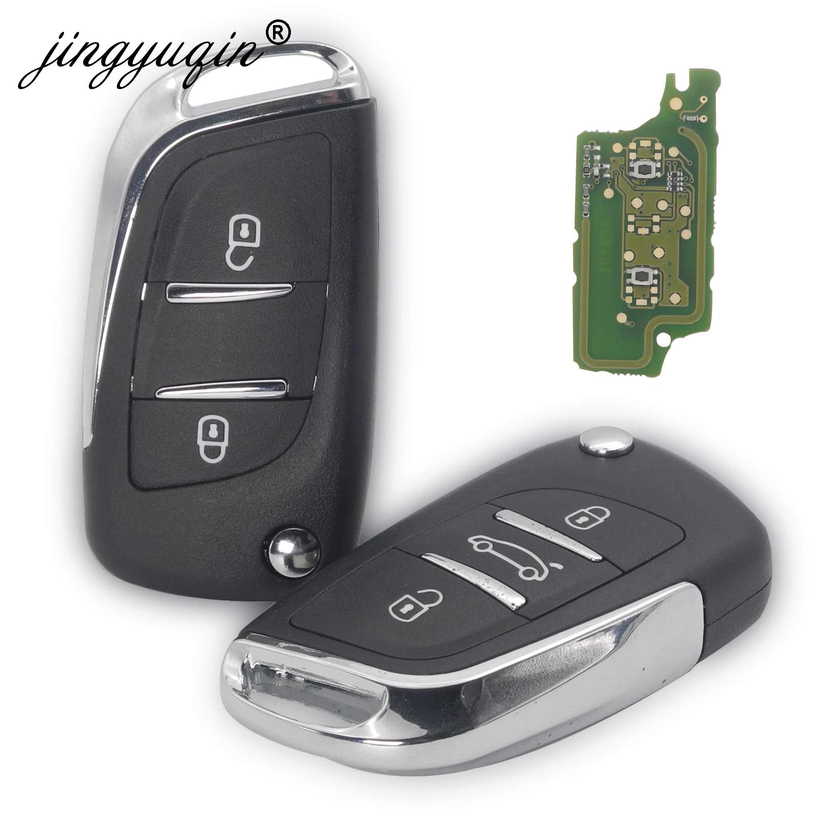 Jingyuqin 2/3 кнопки модифицированный Флип Ключа автомобиля для peugeot партнер 307 308 407 408 3008 ASK/FSK 433 МГц PCF7961 HU83/VA2 CE0536