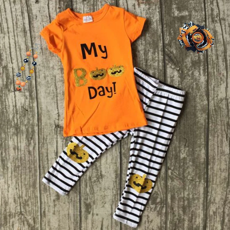 

2021 new hot baby boys pumpkin outfit halloween baby kids boutique baby boy kids halloween outfits sets with matching bow