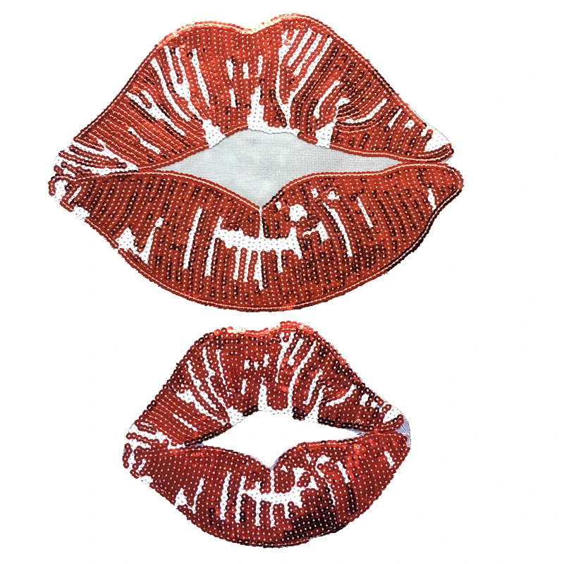 

2PCS/set Red Sequins Lips Patches Iron on Beaded Paillettes Patches DIY Clothes Scraf Bags Decorated Accessories Sequined Patch
