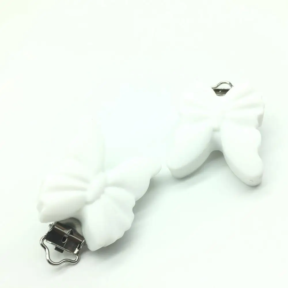 White Teeny Teeth 1 шт. красивый в форме бабочки силиконовый для детей для прорезывания зубов Прорезыватель держатель для соски для кормления ребенка бабочка фиксаторы - Цвет: White