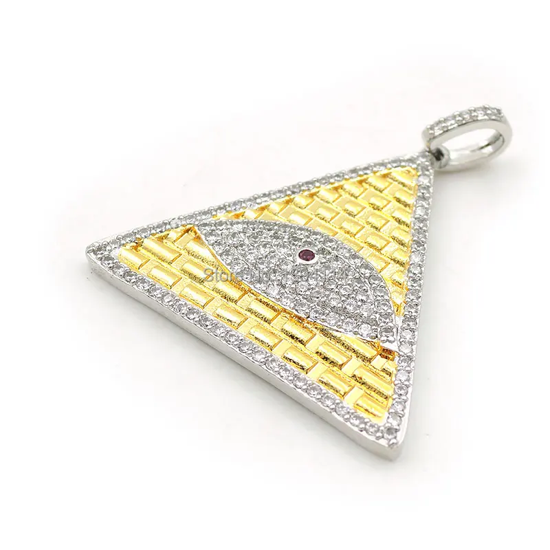 30*28*3 мм Micro Pave Clear & Fuchsin глаз с фианитами рельефа треугольные амулеты подходят для