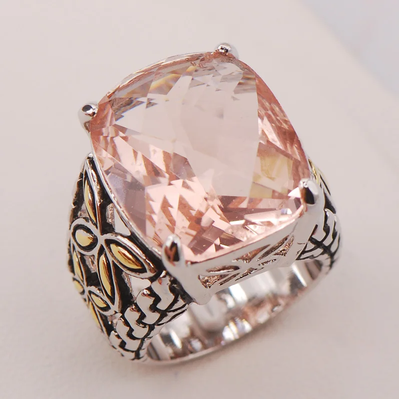 Женское кольцо Morganite 925 пробы серебряное F819 Размер 6 7 8 9 10|ring nose|ring nailring bag |